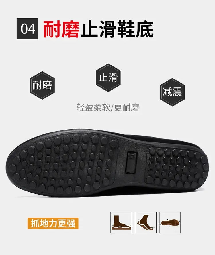 Casual men's driving loafers by Simples Market, outsole view in black with anti-slip sole
