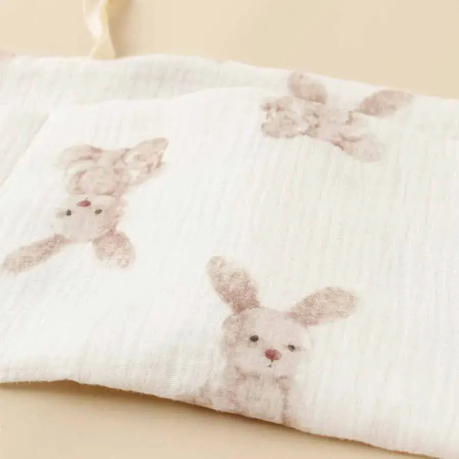 Two Pocket Baby Bedside Hanging Storage Bag Attaches to Crib Stroller Breathable Cotton Organizer for Diapers and Toys