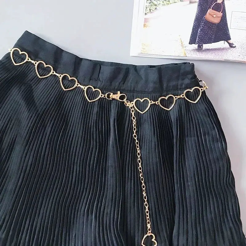 Women Heart Shaped Metal Waist Chain Belt For Fashionable Waistband Accessory Boho Style Jewelry