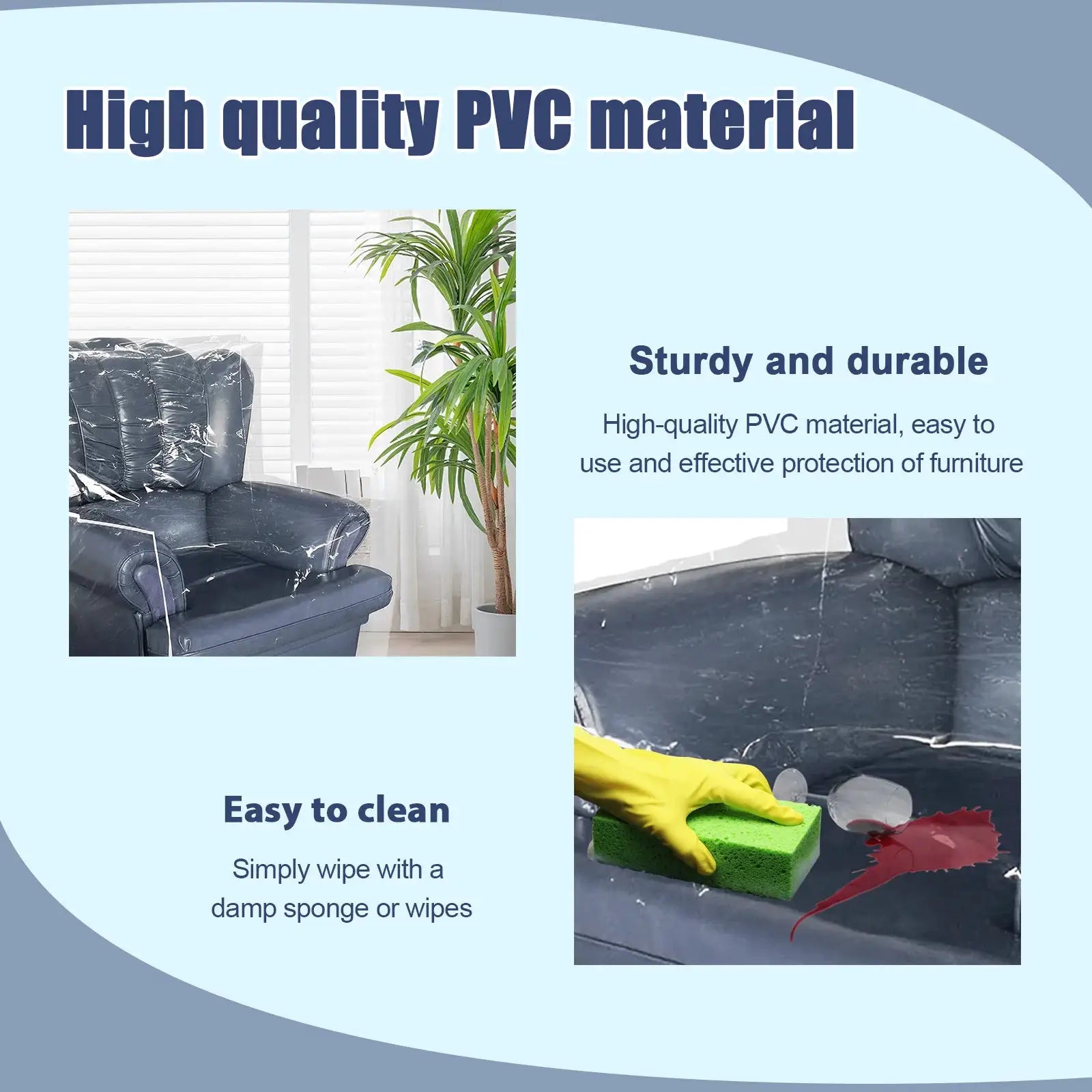 Couch cover PVC protector by Simples Market; transparent, waterproof sofa shield against cat and dog claws.