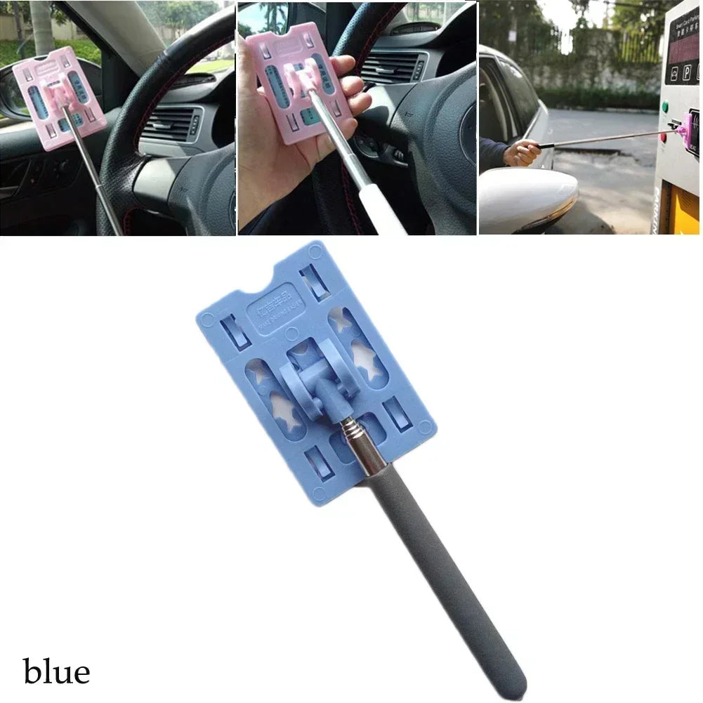 Simples Market blue and pink two-pack car toll card stick holders with adjustable telescopic swiping rods
