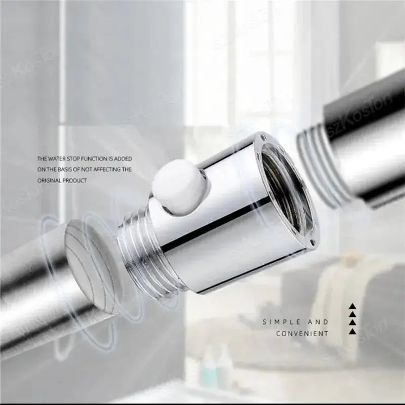Simples Market bathroom shower flow stop valve with one-button water control in chrome finish; compact design.