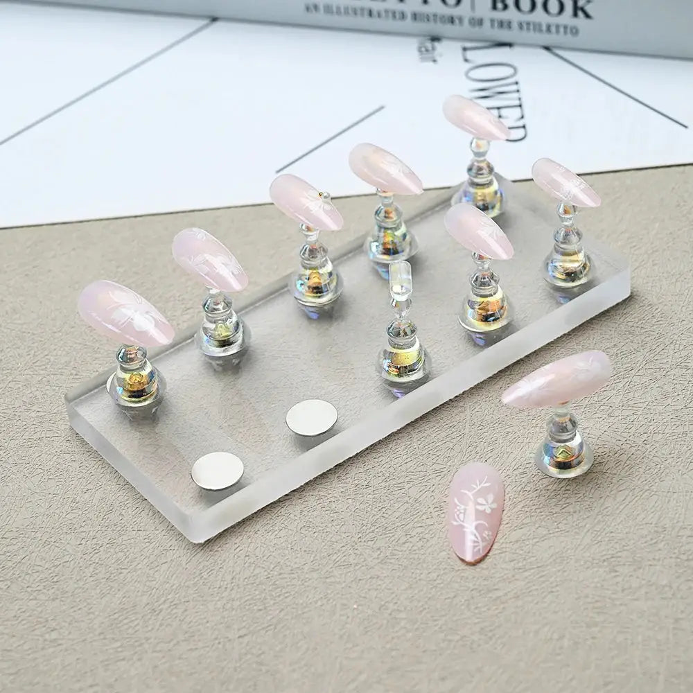 Aurora Nails Transparent Magnetic Nail Stand For Acrylic False Nails Holder For Training And Display