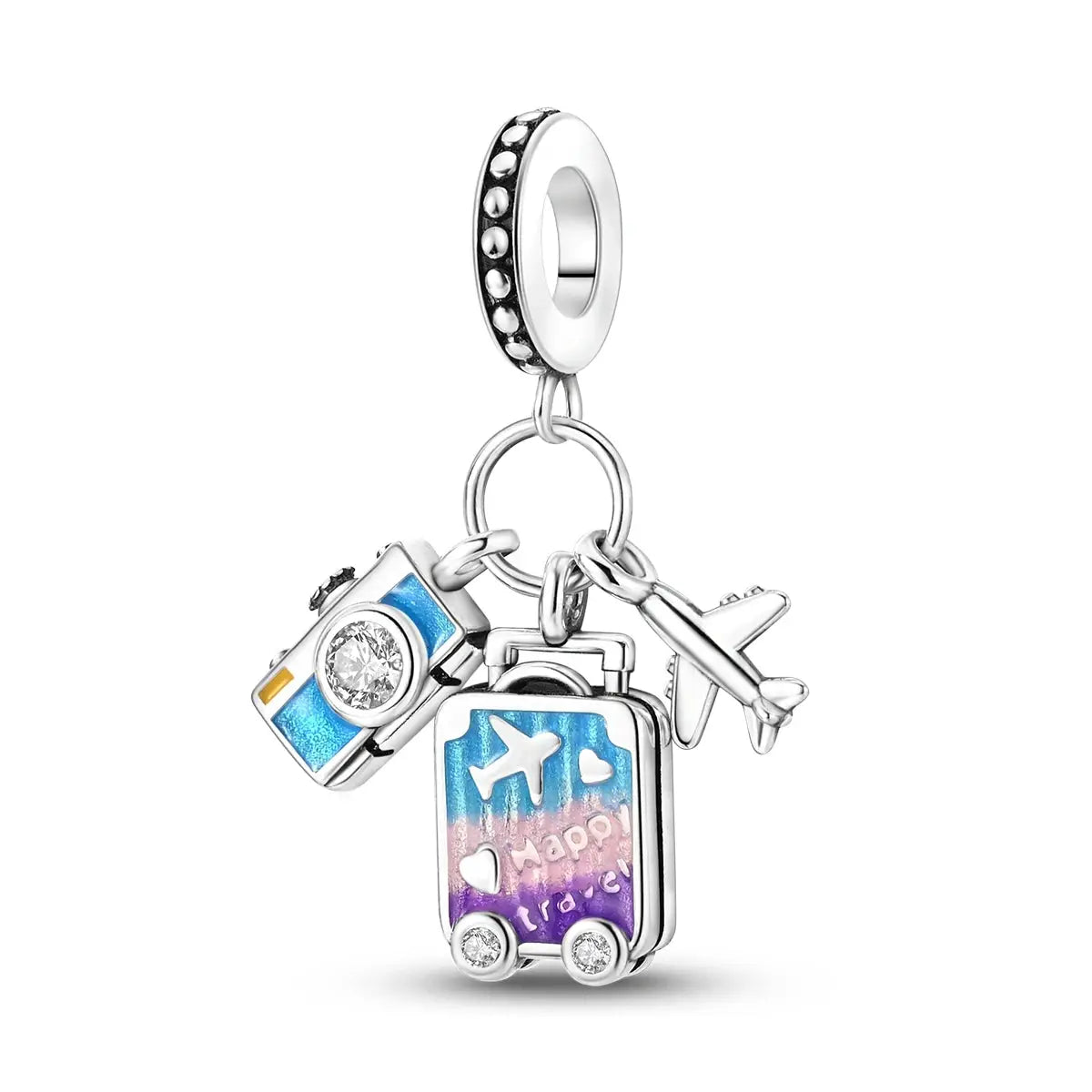 Travel Charm 925 Silver Plane Pendant Eiffel Tower Bead Charm For Bracelet Women Fashion Jewelry