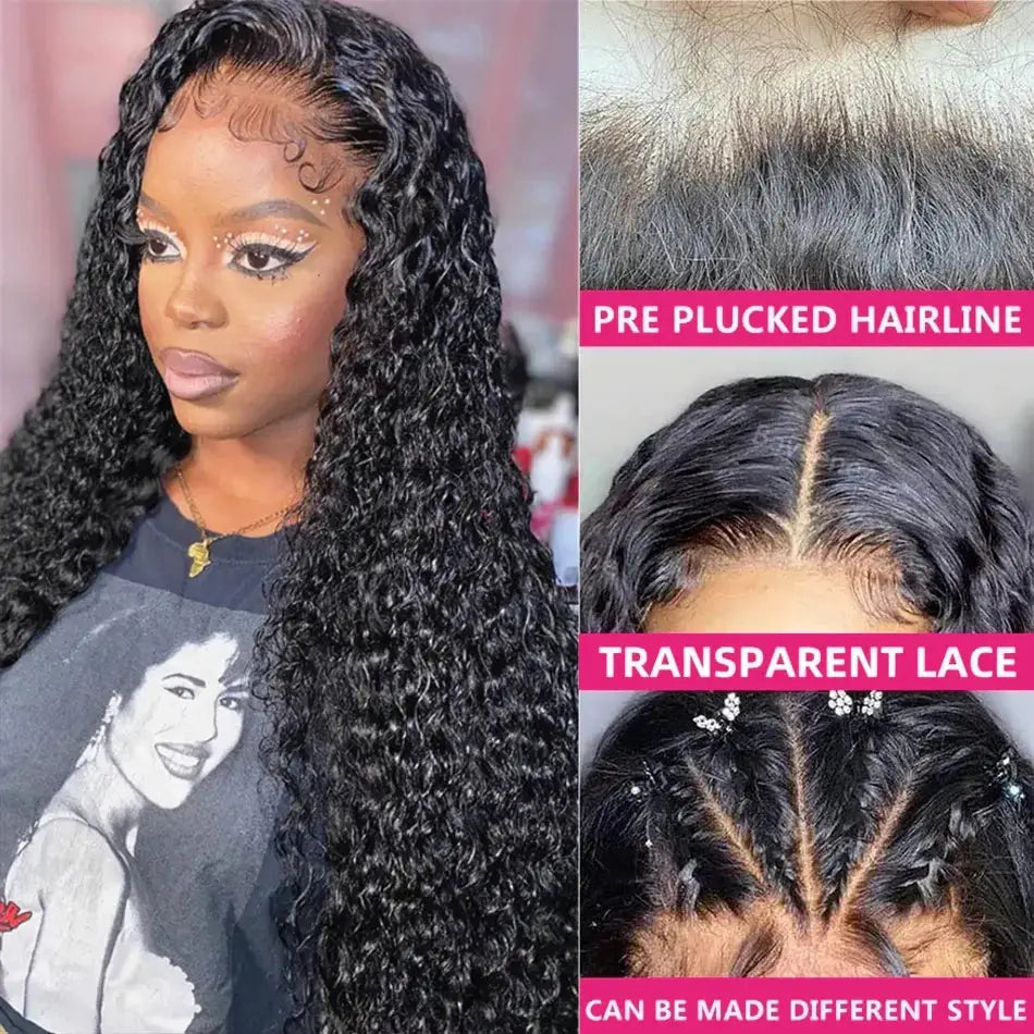 Glueless Wig Human Hair Deep Wave 13x6 HD Swiss Lace Frontal Curly Lace Front Ready To Wear Remy Pre Plucked Picku