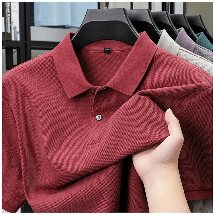 Men's polo shirt, red 100% cotton with a silk-like finish by Simples Market