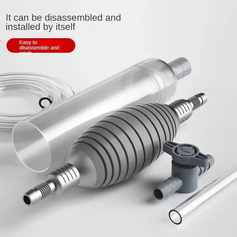 Simples Market fish tank siphon vacuum gravel cleaner kit with extension tube, gray ribbed body