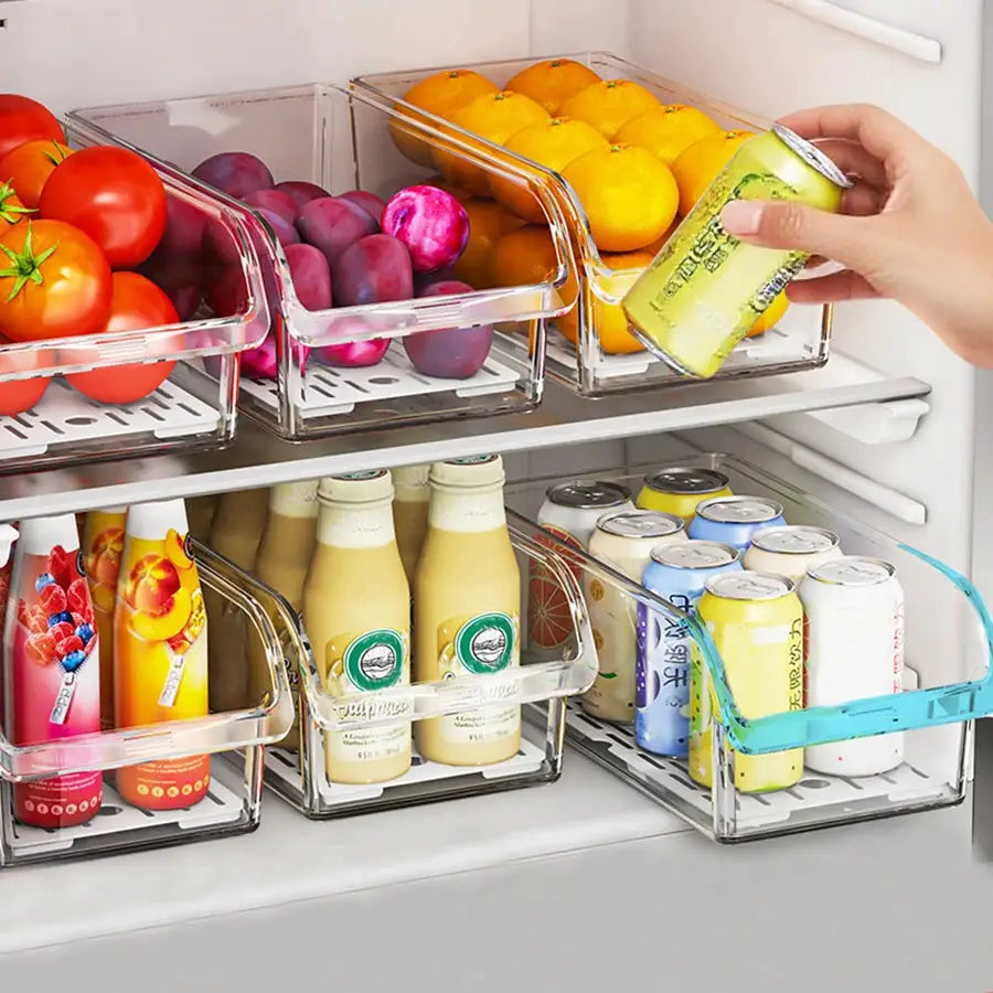 Clear Fridge Organizer Bins For Fruit Vegetables And Drinks, Transparent Refrigerator Storage Containers