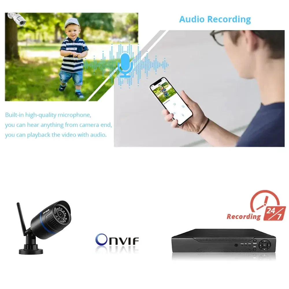 Simples Market 4MP outdoor IP WiFi security camera system with 2 bullet cameras and NVR