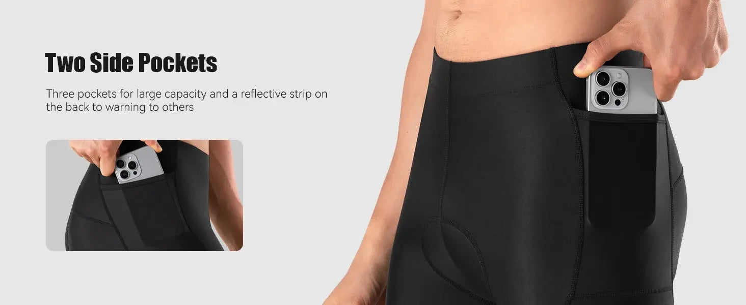 Men's Performance Cycling Shorts by Simples Market, black quick-dry fabric with two side pockets