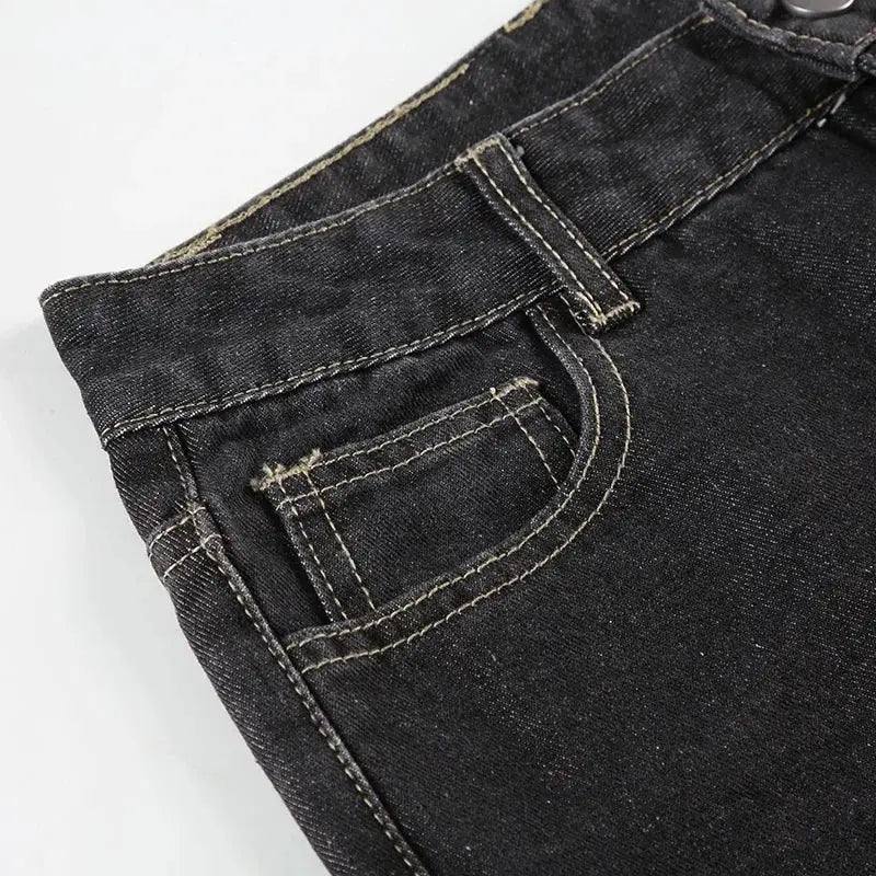 Weekeep Floral Embroidery Jeans Y2K Vintage Low Rise Flared Denim