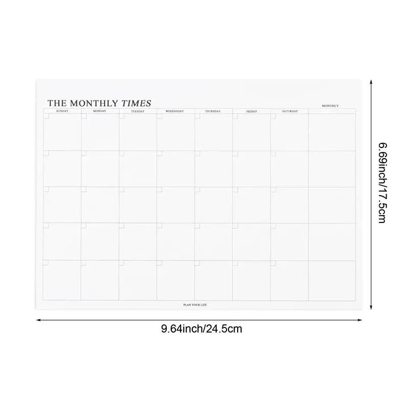 Weekly planner notebook by Simples Market, white undated monthly agenda with calendar grid, Korean stationery
