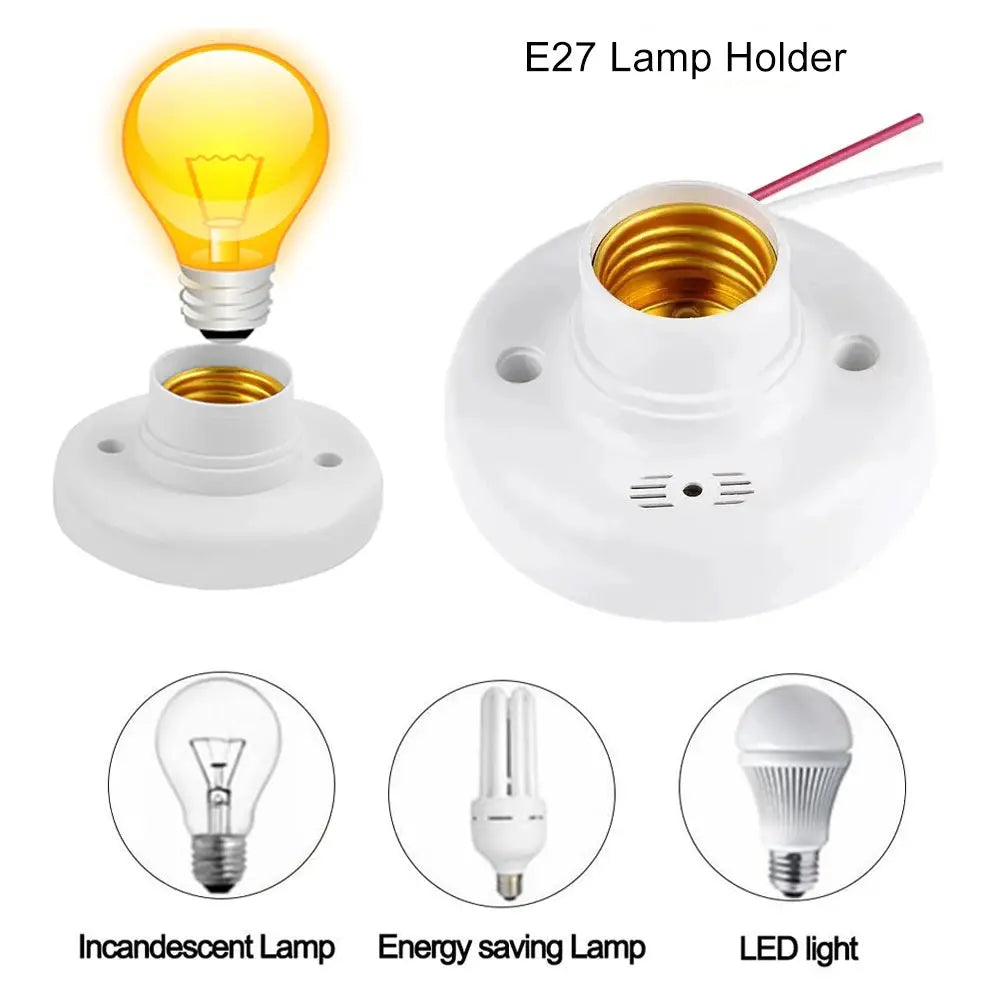 Automatic Sound And Light Sensor E27 Lamp Holder Socket AC180240V Energy Saving Fits All Bulbs