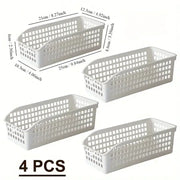 4 Piece Stackable Storage Basket Set Multifunctional Plastic Storage Boxes Ideal For Books Snacks And Family Organization