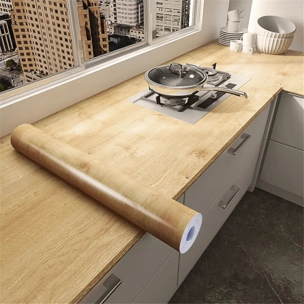 55cm Vinyl Waterproof Wood Grain 3D Self Adhesive Wallpaper PVC For Wardrobe Cupboard Table Closet Furniture Home Decor
