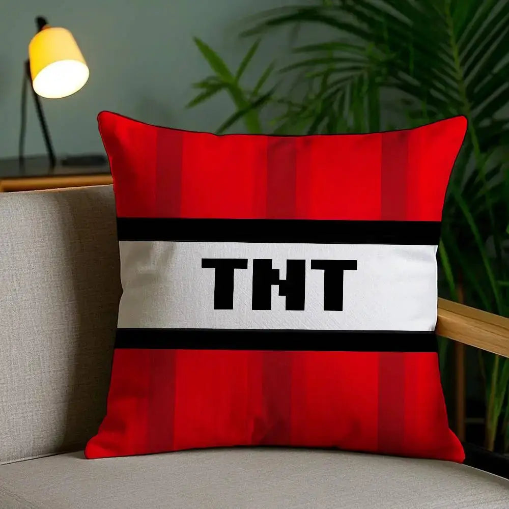 Simples Market TNT block explosion pillow cover; red-white double-sided short plush cushion for chair