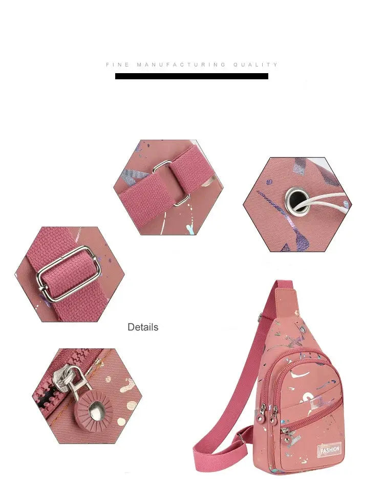 Chest bag crossbody sling backpack for women in pink by Simples Market