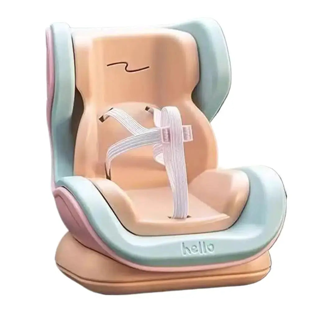 Car doll safety seat by Simples Market; pastel peach and mint plastic doll car seat for 17cm dolls