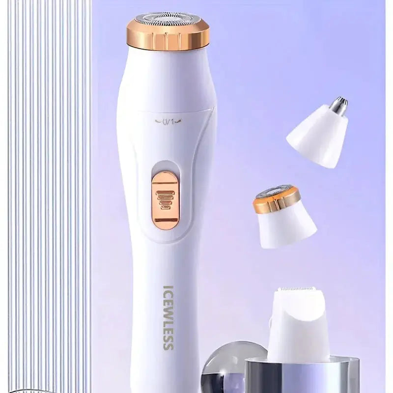Electric hair trimmer by Simples Market, white with rose-gold trim, waterproof