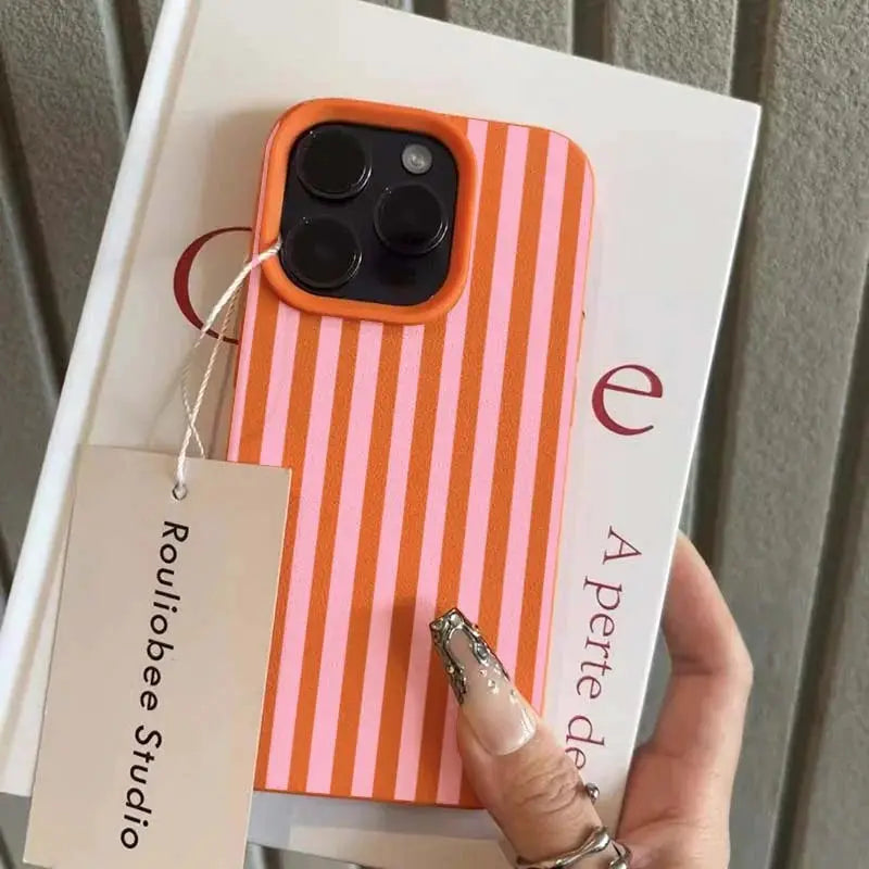 Colorful Striped Minimalist Silicone Phone Case For iPhone With Full Coverage And Textured Matte Finish For Secure Grip
