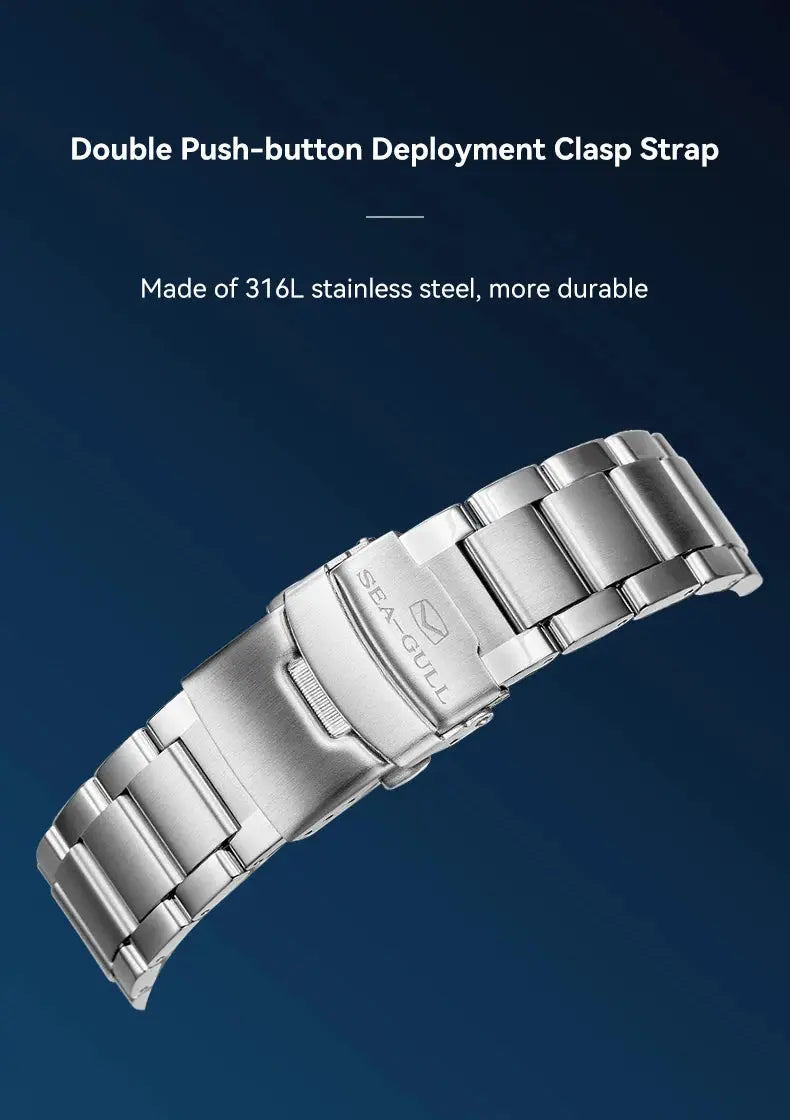 Seagull men's watch bracelet in stainless steel with deployment clasp