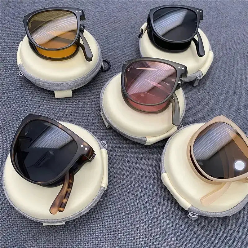 PulseFold Foldable Square Frame Sunglasses for Men and Women UV Protection Ultra Compact for Driving Outdoors