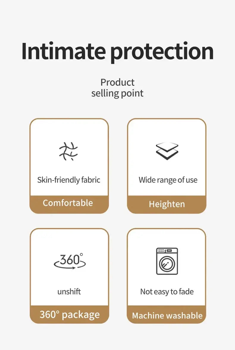 Simples Market fitted bed sheet with elastic band highlights skin-friendly fabric and 360° package; machine washable.