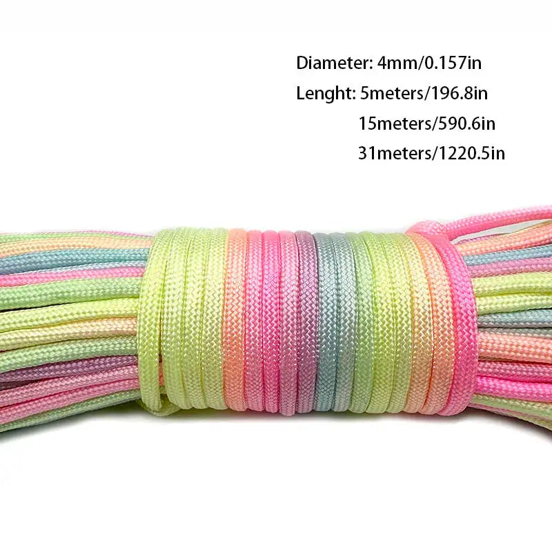 Simples Market rainbow paracord rope, multicolor 7-strand braided nylon cord coil