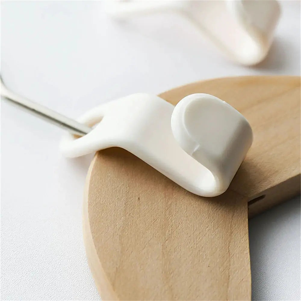 Simples Market white plastic mini wardrobe connector hanger on a wooden hanger