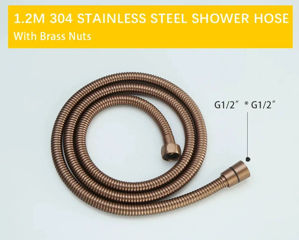 Handheld bidet sprayer hose, brushed rose gold stainless steel, 1.2m with brass nuts