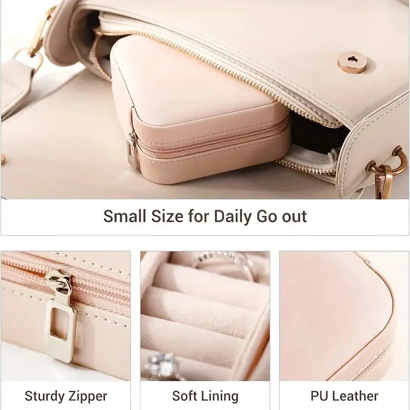 Mini Jewelry Storage Box Portable Home And Travel Display Case For Earrings Necklaces And Rings PU Leather Organizer