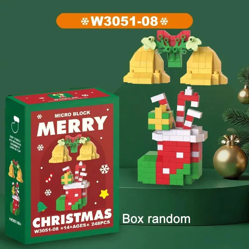 Christmas Micro Building Block Set Santa Claus and Reindeer Puzzle Table Decor for Kids and Adults