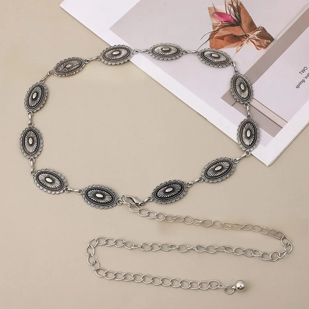 BohoLux Ethnic Waist Chain Belt For Women Bohemian Metal Belt Dress Accessory Retro Look
