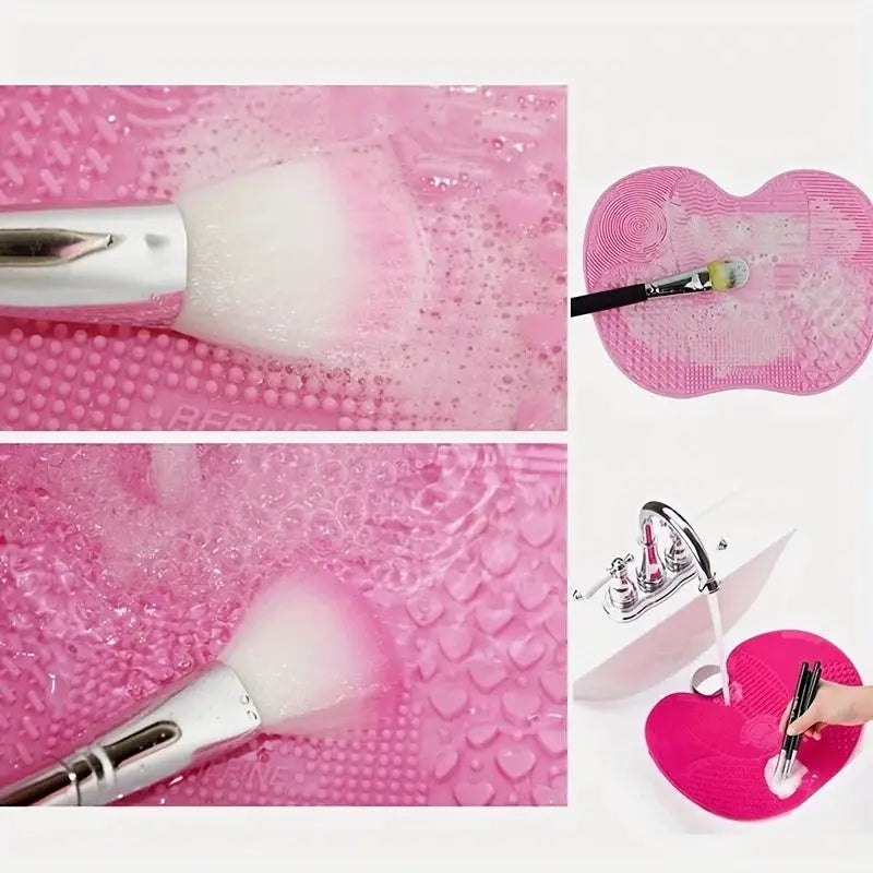 Silicone Apple Shaped Makeup Brush Cleaner Pad With Suction Cup