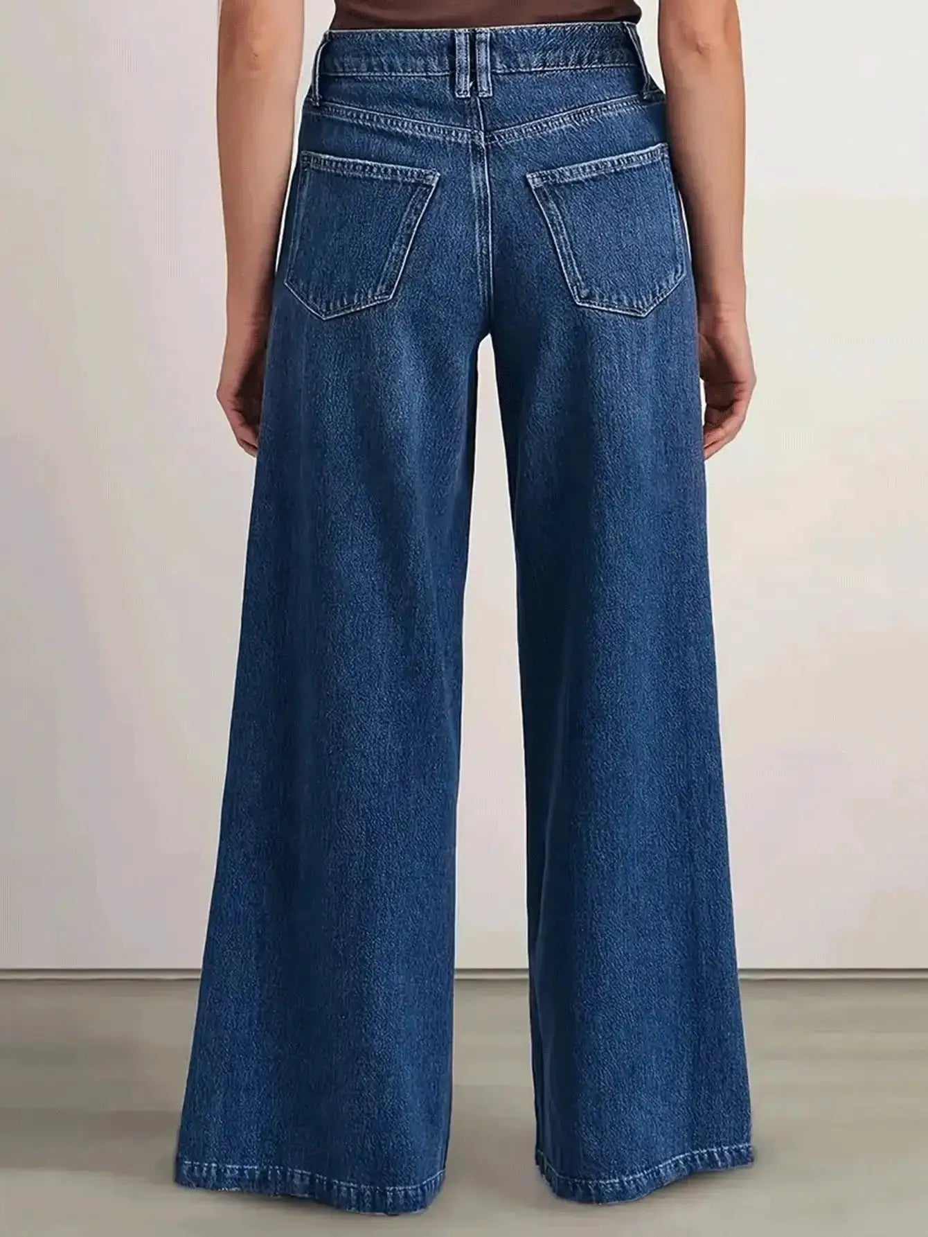 Women's Deep Blue Wide Leg Jeans For Comfort And Versatility