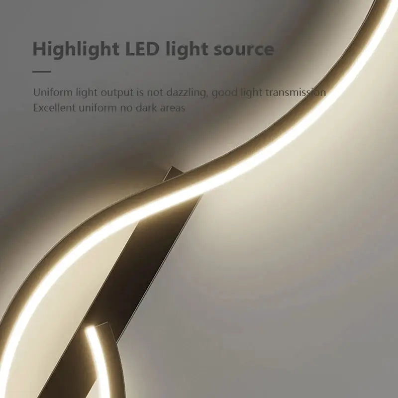 Simples Market modern LED wall lamp with curved long strip light for minimalist bedroom or living room.