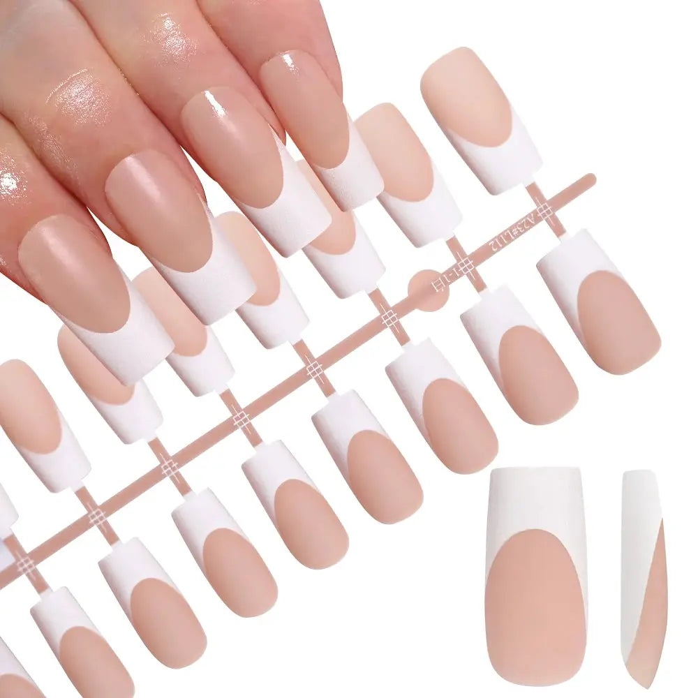 120Pcs Medium Long Square Acrylic French Press On Nails Full Cover For Women Mixed Sizes