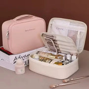 LuxeLine Double Layer Luxury Cosmetic Bag Large Capacity Travel Organizer For Women