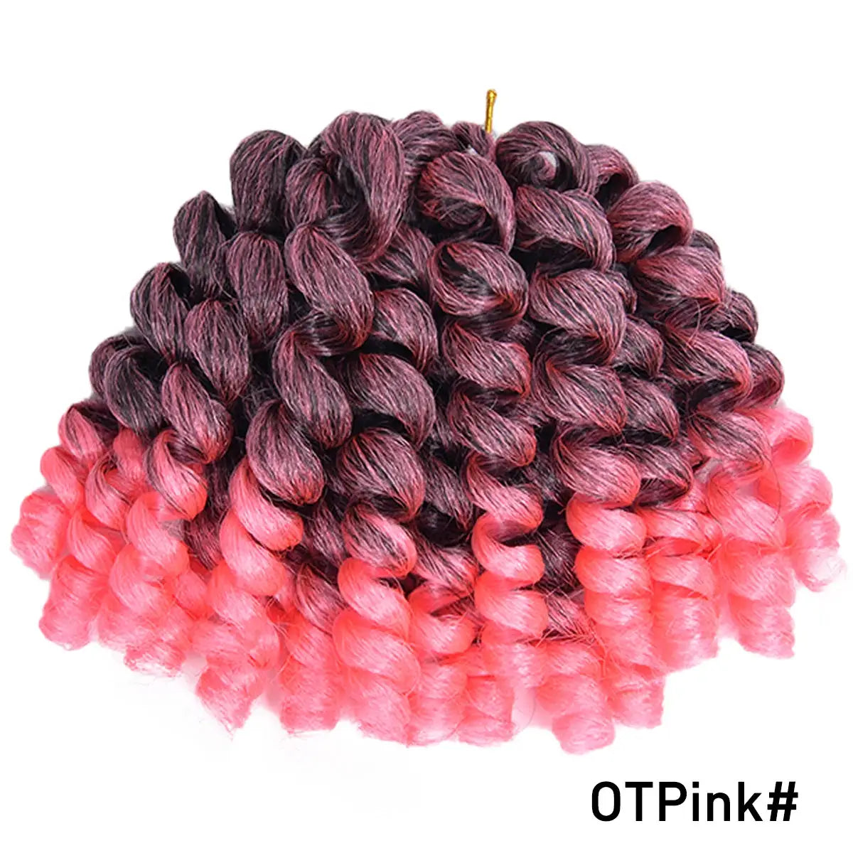 Synthetic ombre braiding hair for crochet braids, pink-to-burgundy gradient with wand curls