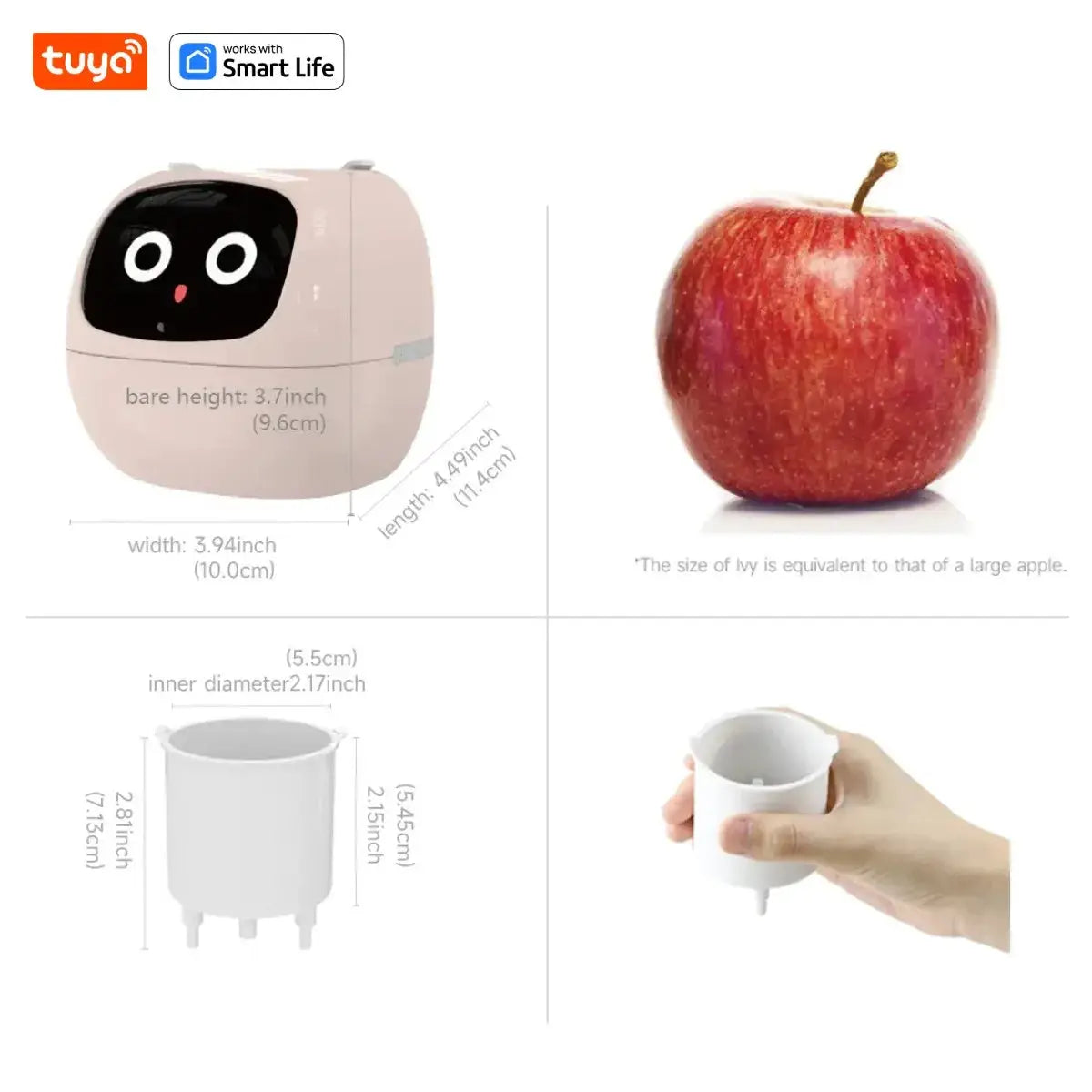Tuya Gen 1 Ivy Smart Planter With 49 Rich Expressions, 7 Smart Sensors, AI Chips For Easy And Fun Plant Care
