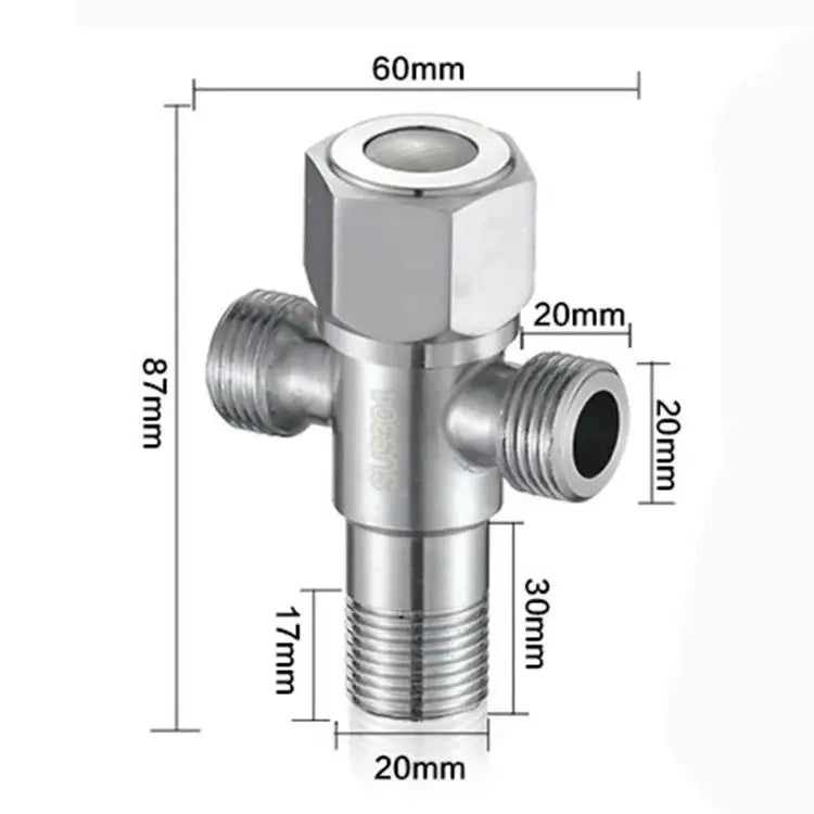 Simples Market stainless steel two-way angle valve with G1/2 thread water inlet for bathroom fixtures