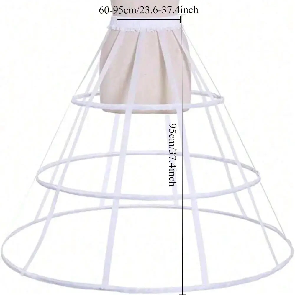 AuroraGown Girls 3 Hoops Crinoline Cage Bustle Petticoat Adjustable Pannier For Dramatic Dress Volume
