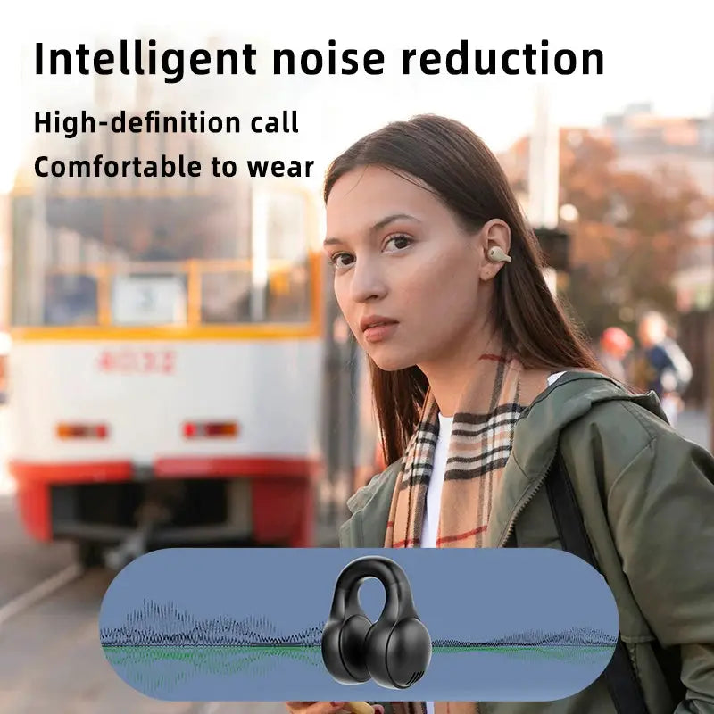 PulseTech Wireless Bluetooth Earphones With Mic Noise Canceling Clip On Earbuds For Sports And Gaming