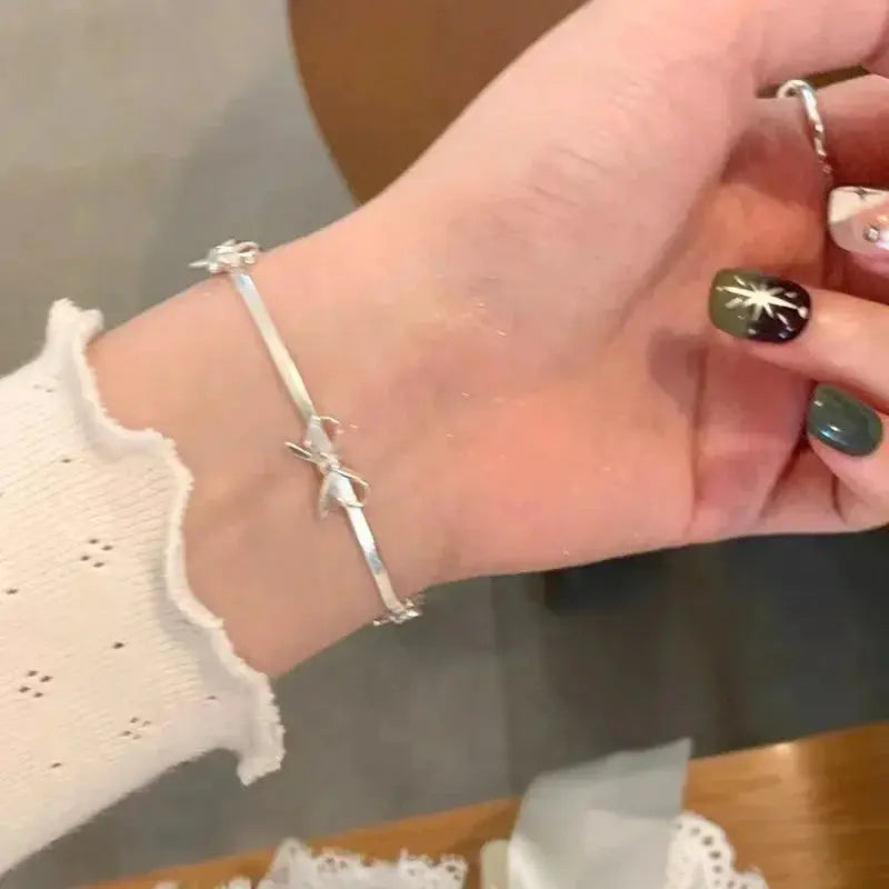 Lats Fashion Sweet Bow Bracelet For Women And Girls Sparkling Delicate Ribbon Bowknot Snake Chain Party Jewelry Gift