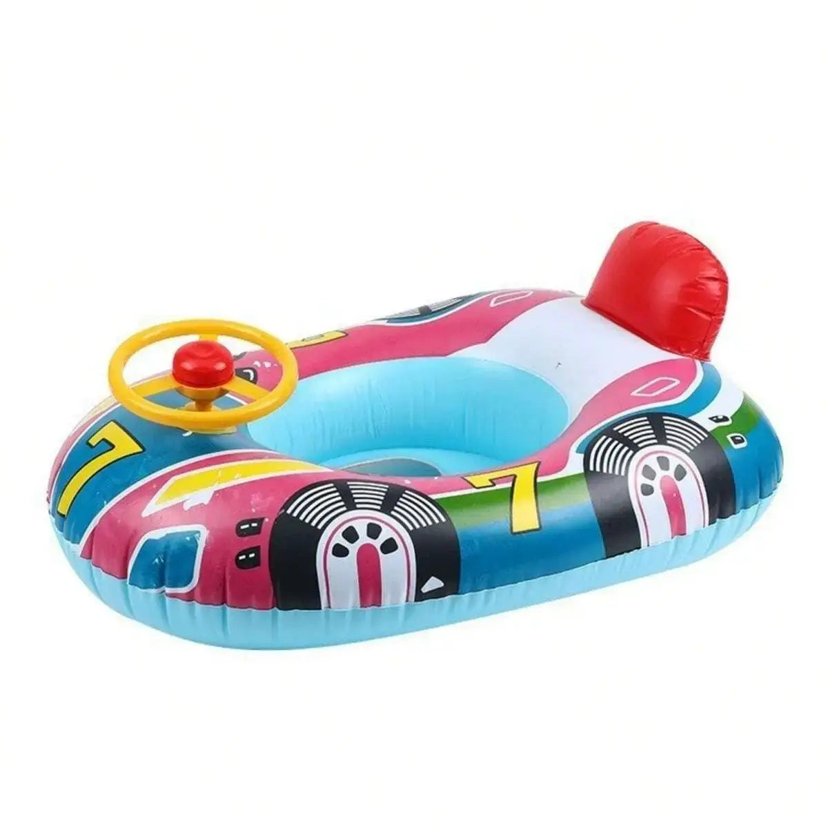 Cute Car Shaped Baby Pool Float With Handles For Toddlers Inflatable Summer Beach Swim Tube
