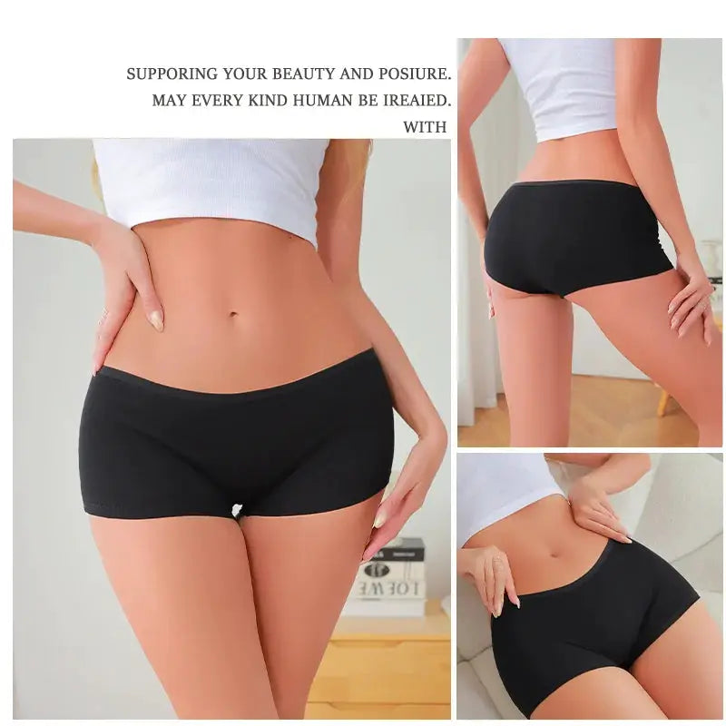 Women's black seamless panties, comfortable briefs underwear for everyday wear.