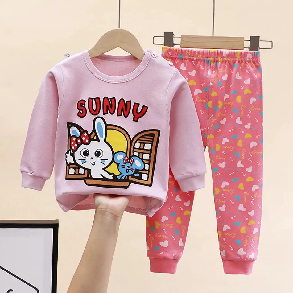 Cartoon Unicorn Kids Sleepwear Unisex Pajama Sets Durable Soft Warm Autumn Clothing Everyday Comfort