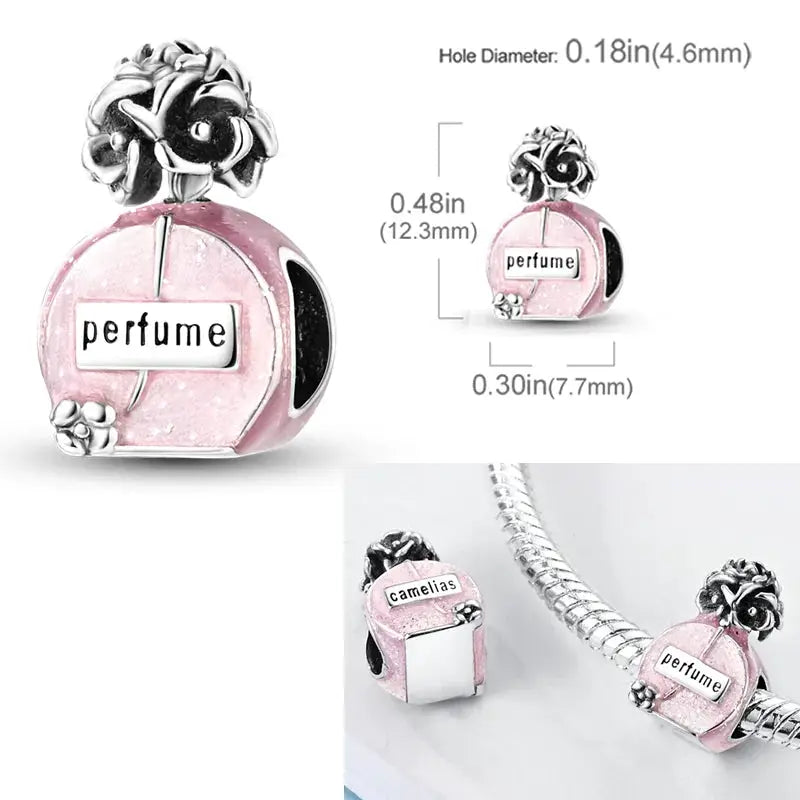 925 Sterling Silver Charms Bead Pink Butterfly Luminous Firefly Dangle Fit Bangle Bracelet Necklace DIY Jewelry