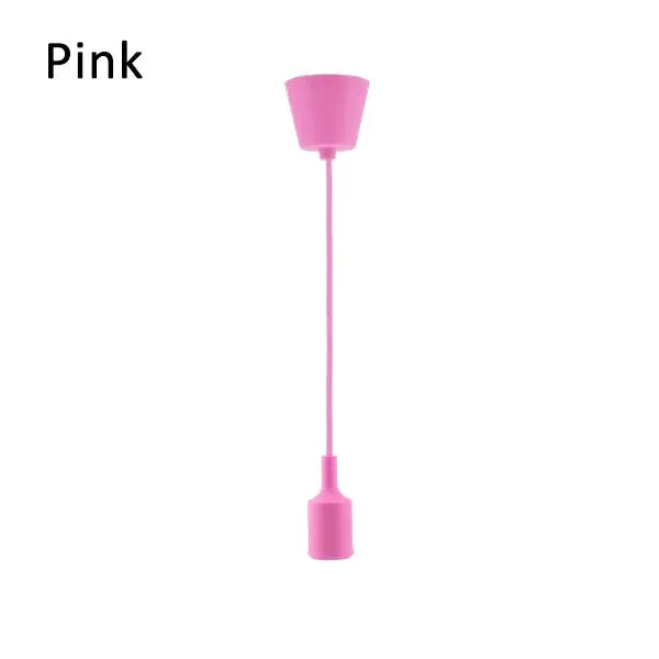 Pink silicone pendant light with single head and 100cm cord