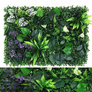 Artificial grass wall panel with boxwood hedge and assorted green leaves for indoor/outdoor decor Simples Market